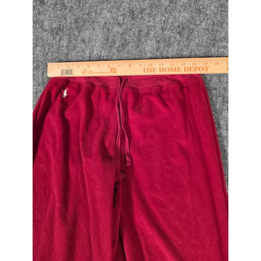 Ralph Lauren Pants Womens Small Velour Wide Leg Red Drawstring Lounge Fleece